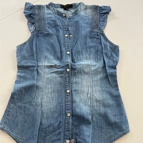 Jessica Simpson Blue Denim Blouse M - Picture 1 of 6